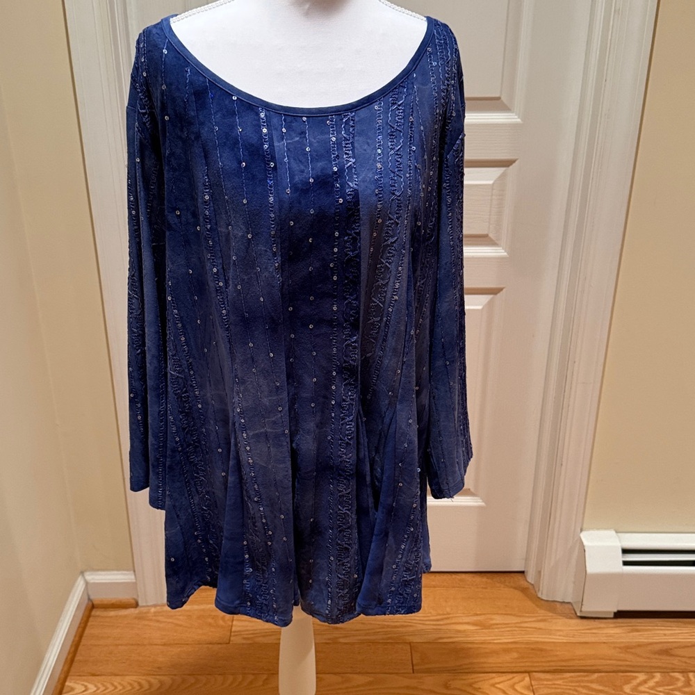 Sami & Jo Plus Size Royal Blue Blouse with sequin design,Party Ready 🎉